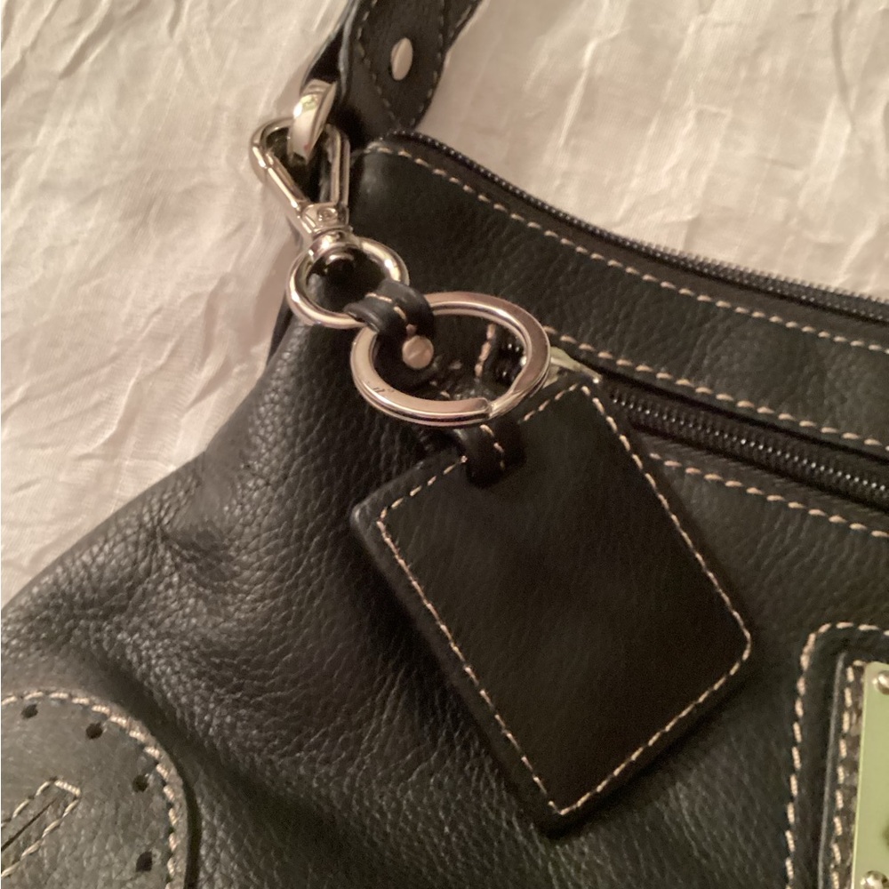 Tignanello Black Leather Shoulder Bag Key Fob & Bag Charm Single Strap - Picture 5 of 13